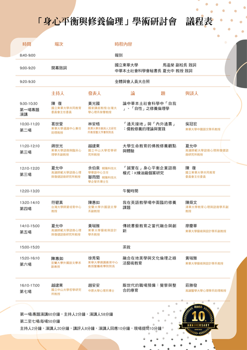 【公告】「身心平衡與修養倫理」學術研討會圖片